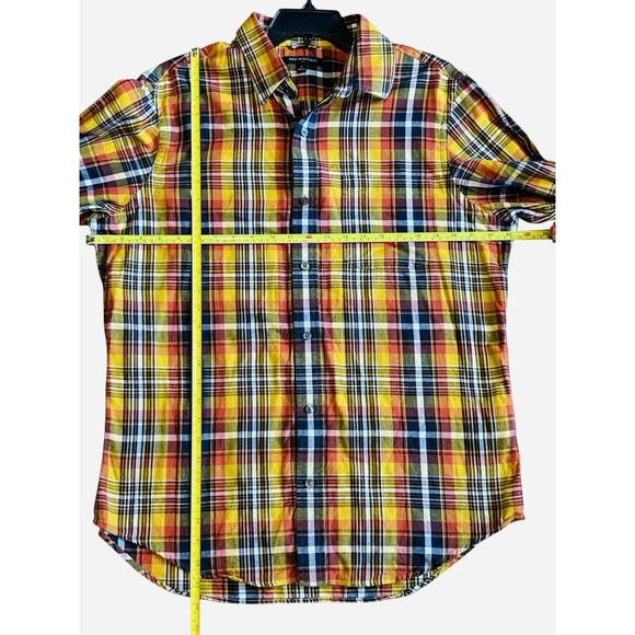Banana Republic Men’s Plaid Button Down Long Sleeve Shirt Yellow Orange Large - Picture 6 of 8